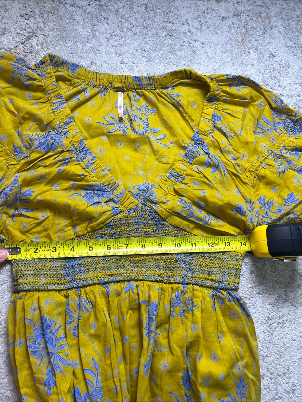 Free People Golden Hour Maxi Dress Yellow Blue Floral Boho Cotton Size S - Picture 8 of 9